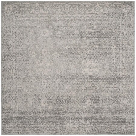Safavieh 3 x 3 ft. Evoke Power Loomed Square Area Rug Silver & Ivory EVK270Z-3SQ